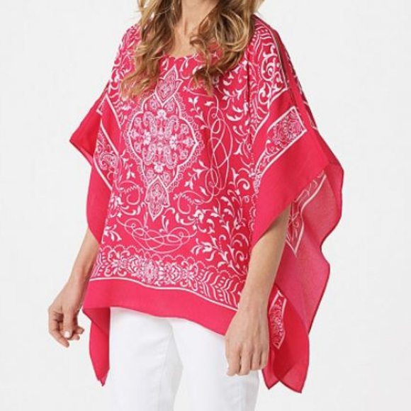 Susan Graver Tops - Susan Graver Printed Woven Scarf Top 1135